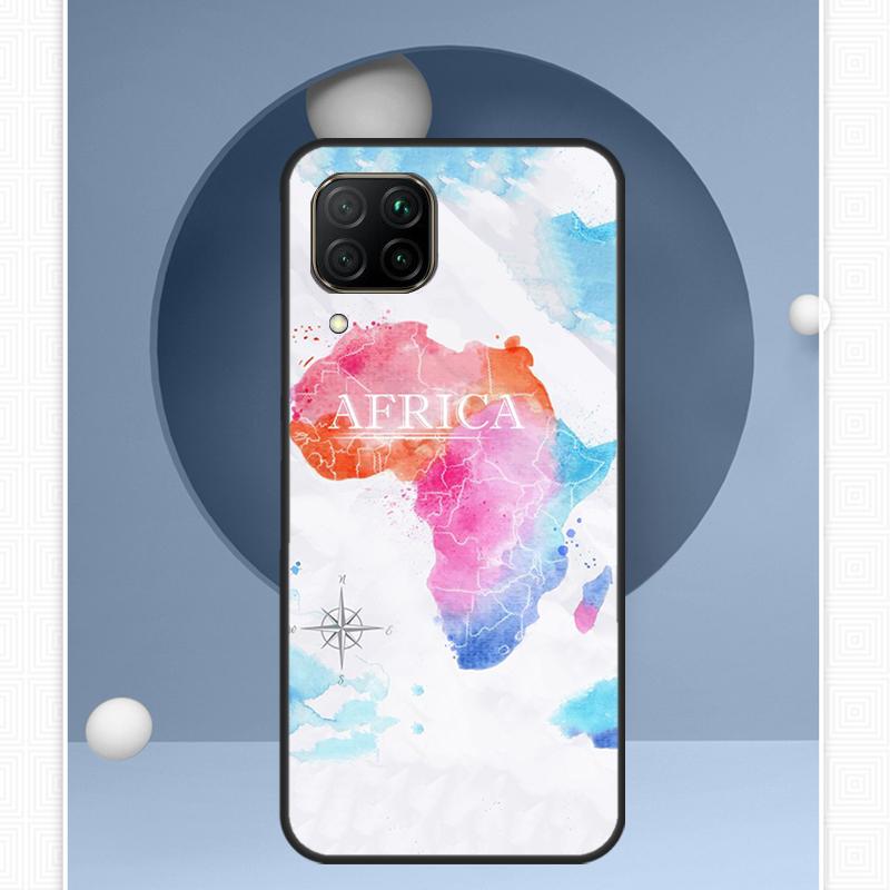 Africa Map Geography Painted For Huawei Nova 12i 12s 11i 8i Y91 Y60 Y70 Y72 Y90 Y61 9 10 SE P20 P40 Lite P30 P60 Pro Case