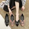 Flat Single Shoes Women's   Loafers Ladies Comfortable Luxury Rhinestone Brand Shoes Black Woman Autumn Summer