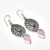 Pink Chalcedony Gemstone Handmade 925 Silver Plated Jewelry Earring 2.08"