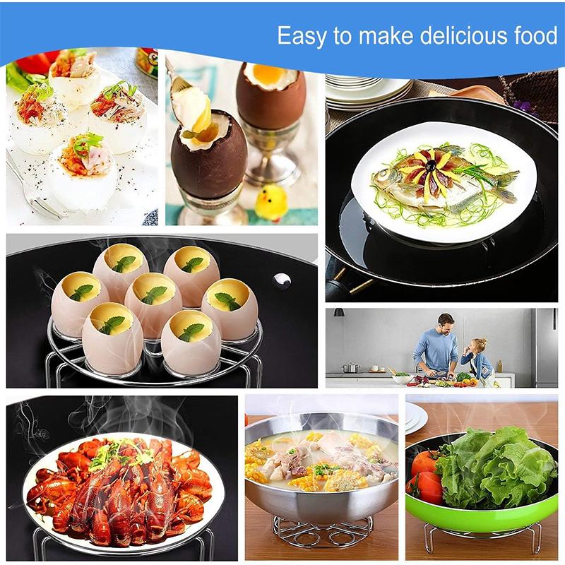 LMETJMA Egg Steamer Rack Trivet for Instant Pot Accessories Food Stainless Steamer Rack Steaming Holders for Eggs JT192