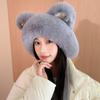 Утолщенная вязаная шапка с кошачьими ушками, морозостойкие меховые шапки, модные шапки из искусственного меха, женские аксессуары
