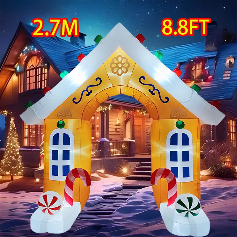 Inflatable Toys Christmas Decorations Gingerbread Man Snowman Arch Built-in LED Lights Model Party Xmas Holiday Decor Ornaments