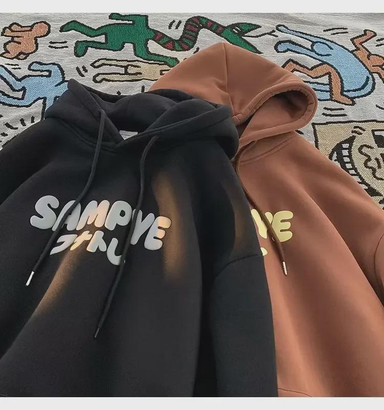 Unisex American Retro Velvet Hoodie: Oversized, Trendy Spring/Autumn 2023 Jacket