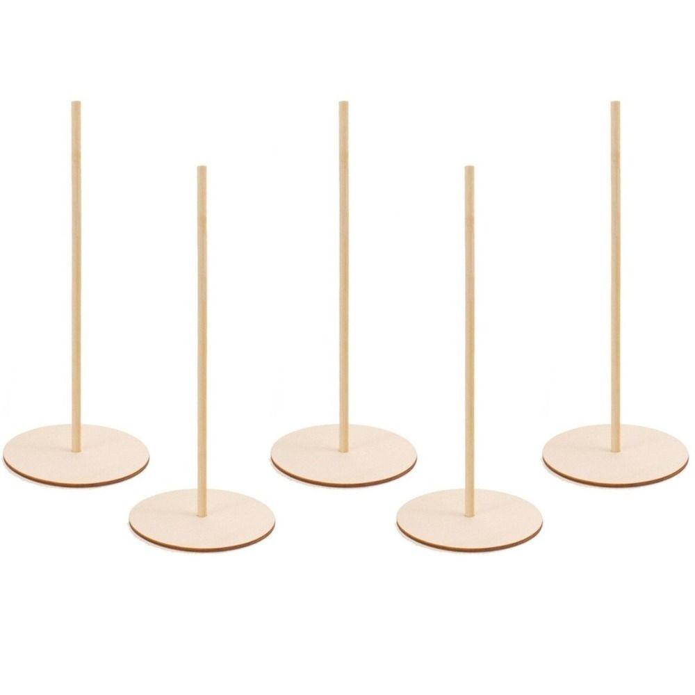 5pcs Round Donut Holder Decoration Wood Donut Wall Bracket Wooden Donut Stand Dessert Table