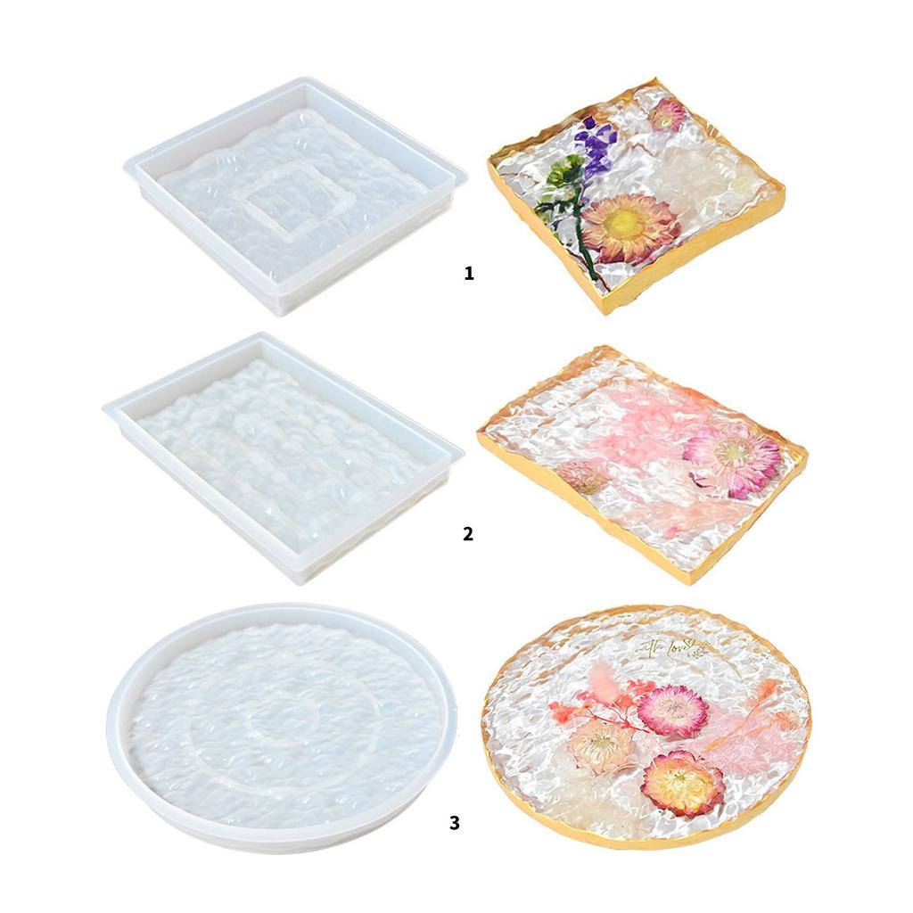 Подставка-поднос для стола Силиконовая форма Легкое извлечение Настольная подставка-костер с эффектом водной ряби Форма для эпоксидной смолы Материалы для рукоделия ручной работы