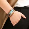 Bohemian Multi Layer Leather Bracelet for Women Jewelry Natural Stone Bead Feather Magnet Buckle Bracelets