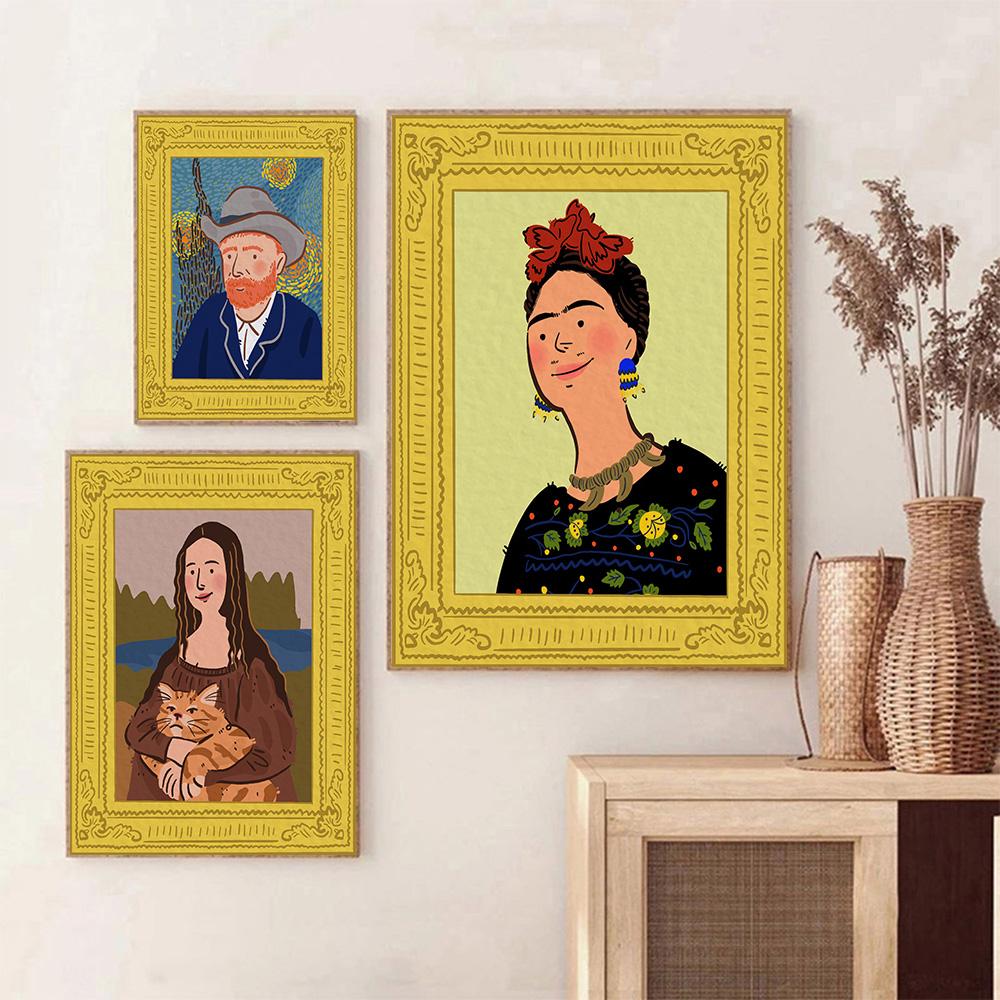 Funny World Famous Painter Mona Lisa Wall Art Canvas Painting Posters And Prints Wall Pictures For Living Room Home Decoration