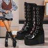 Fashion Women's Cosplay Boots Designer Metal Buckle Gothic Thick-sole Platform Booties Punk Style Knight Boots for Women Knee-High Boots
