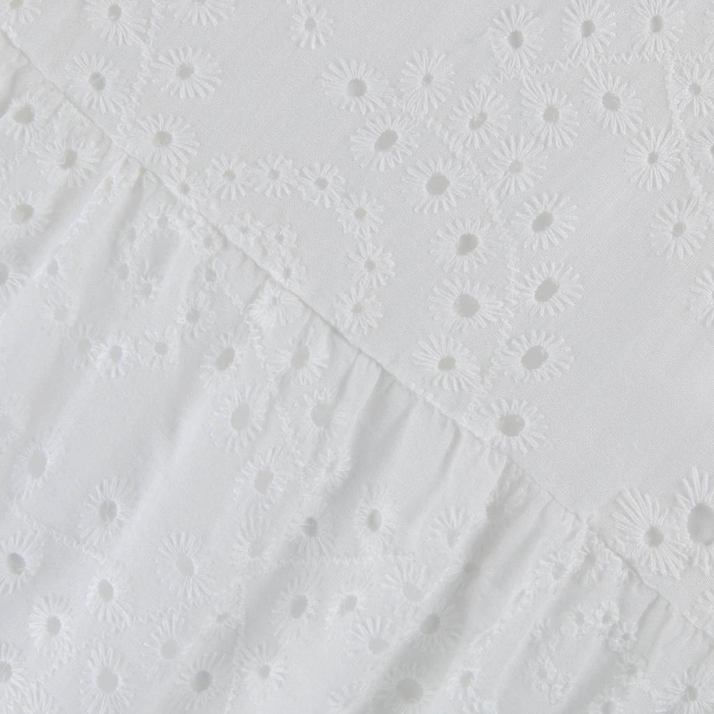 Модное однотонное хлопковое кружевное платье с вышивкой