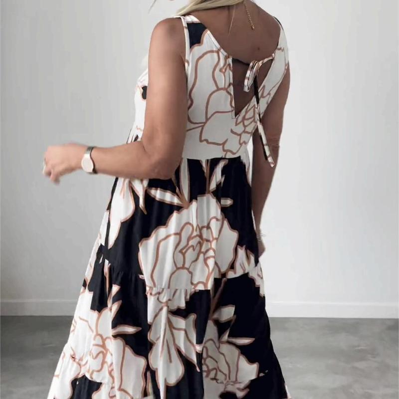 BITCED Летние женские модные платья без рукавов с принтом и завязками