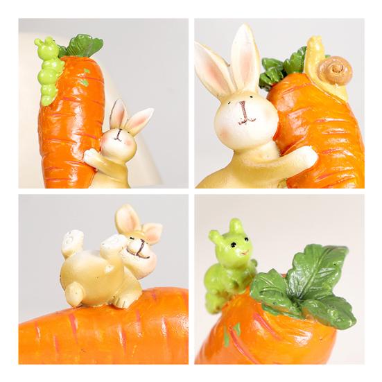 Пасхальный Кролик Фигурка Милый Кролик с Морковкой Скульптура Ручной Работы Смола Статуэтка Животного для Внутреннего Наружного Сада Газона Двора Балкона Домашний Декор Стола