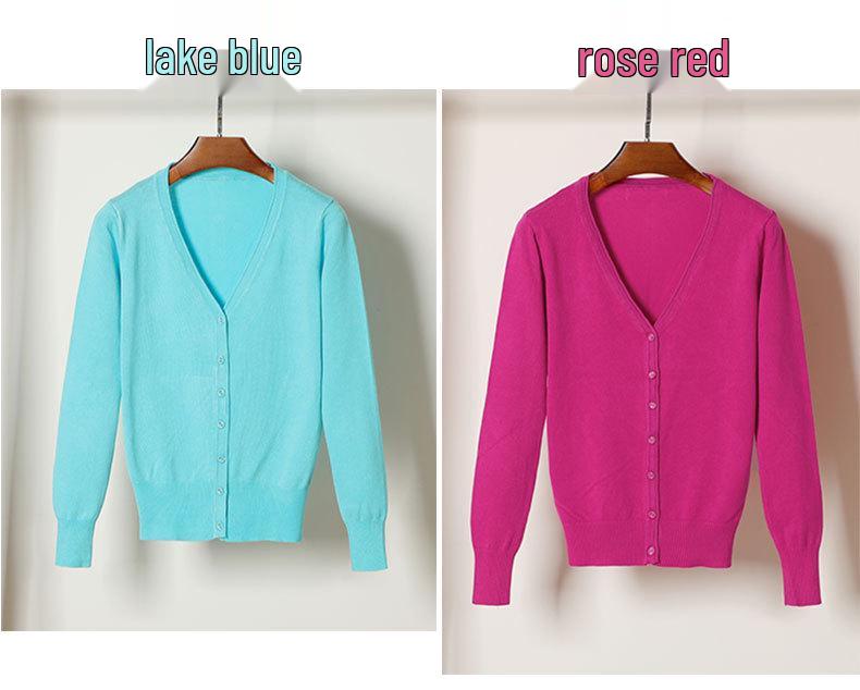 Корейский вязаный кардиган с V-образным вырезом: Женский топ с длинным рукавом, универсальный для весны и осени.