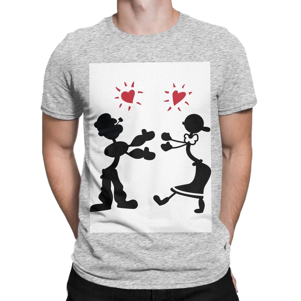 Couple Ppopeye And Olive Classic Novelty 100 Cotton TShirt Ppopeye Tops Tees For Unisex