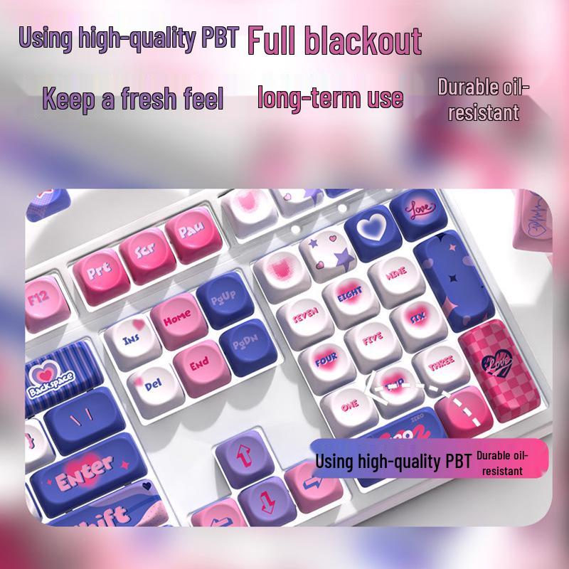 Оригинальные кейкапы Moa Anime Height Фиолетово-розовые PBT Dye-Sublimation - Персонализированный полный набор