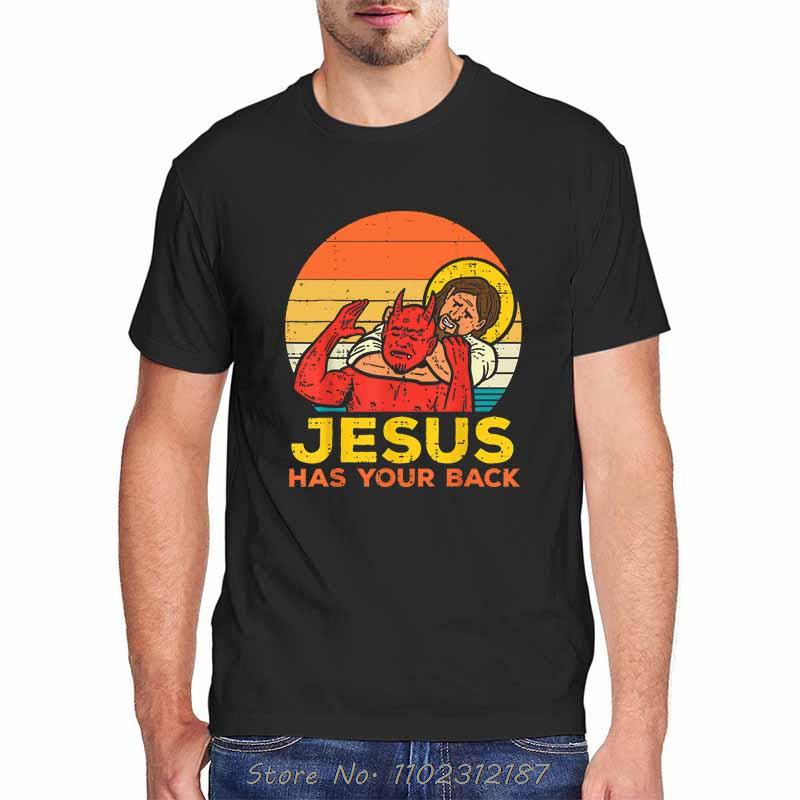 Men Jesus Has Your Back Jiu Jitsu Vintage Christian T-shirt Cotton Tops Kawaii Oversized T Shirt Harajuku Oversize Streetwear