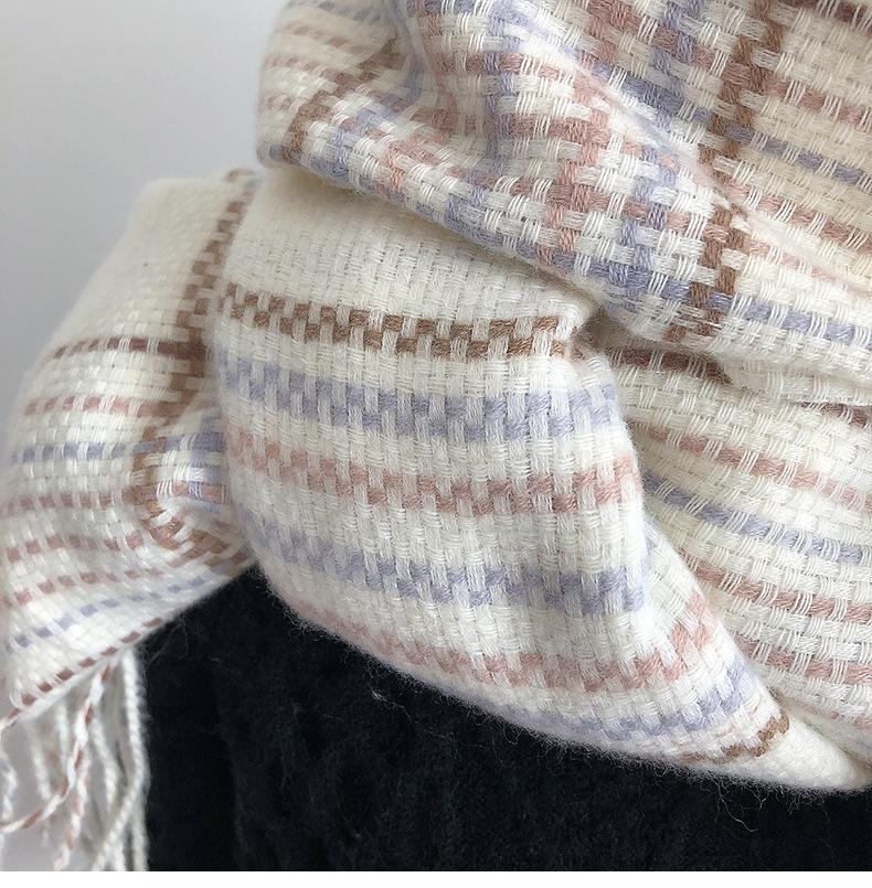 Plaid Pattern Polyester Scarf for Women - Cute Woven Shawl with Fringe, Weekend Casual, Inelastic, Hand Wash/Dry Clean, Warm & Stylish