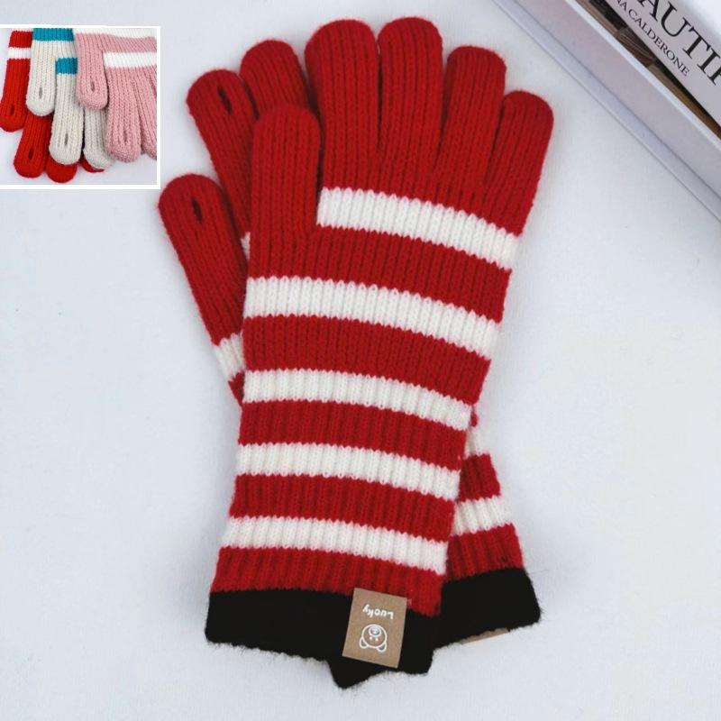 Женские вязаные перчатки Зимние женские перчатки с длинной полоской, с сенсорным экраном, для активного отдыха, для велоспорта