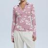 Women's Fashion Casual Print V-Neck Long Sleeve Button-Down Top