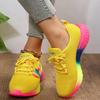 Summer Women's Mesh Sneakers Large Size Rainbow Bottom Elastic Flat Bottom Lace-up Knitted Sneakers Women