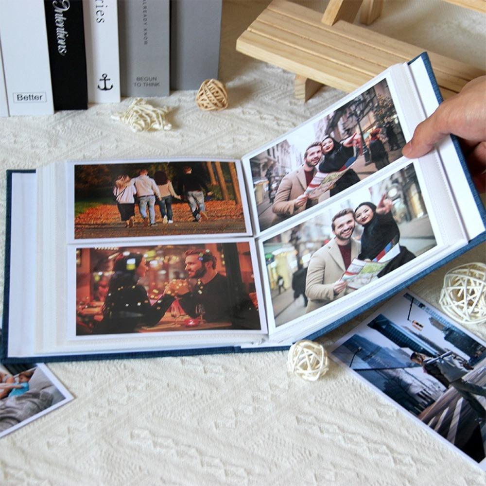 Большой альбом для скрапбукинга на 200 карманов, льняная обложка, хранение фотографий, новый фотоальбом, рост детей