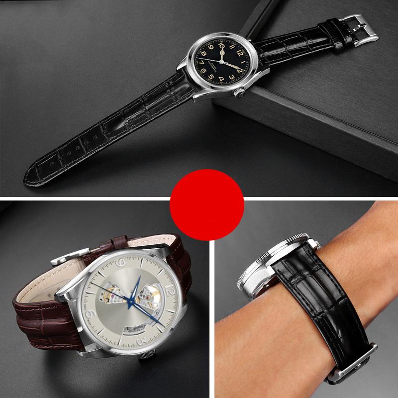 Ремешок для часов из натуральной кожи для Hamilton Khaki Field Jazz H70605731/H32705521 Мужской ремешок для часов из воловьей кожи Браслет 20 мм 22 мм