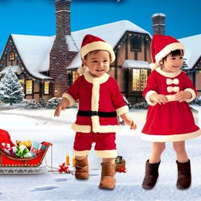 Красный Костюм Косплей для Детей Новый Год Малышка Девочка Набор Платьев Младенец Зимняя Верхняя Одежда