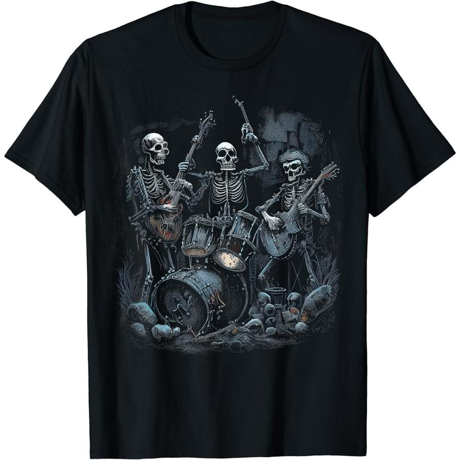 ZAANU Skeletons Band на рок-концерте Графические футболки Мужская Женская Футболка