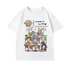 Белая оверсайз футболка с принтом "Испытай 100 веселых дел" с персонажами One Piece в стиле чиби | Унисекс уличная футболка для фанатов сёнен-аниме