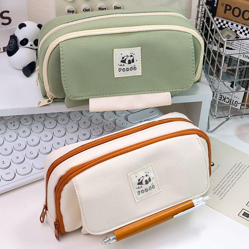 Large Capacity Pencil Case Cartoon Panda Storage Bag Durable Stationery Bag School Office Supplies