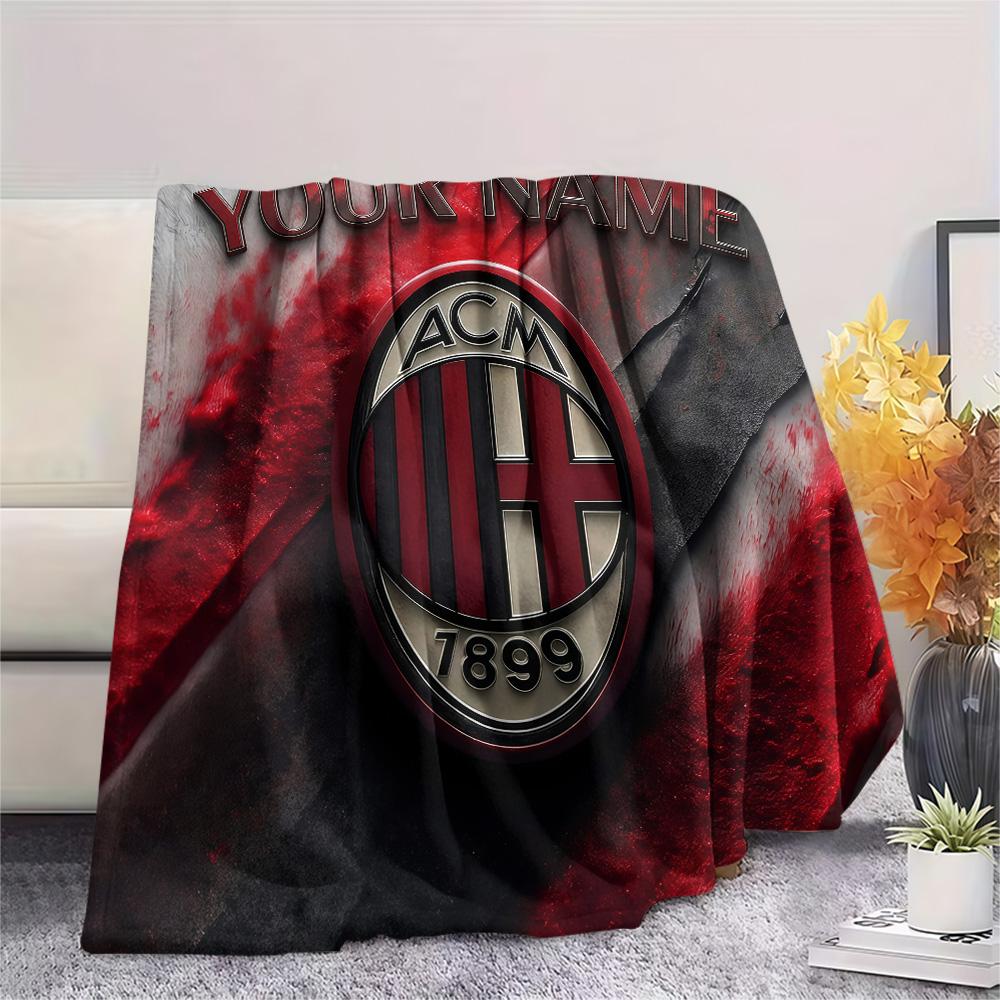 Custom Name AC Milan Flannel Blanket, High quality Comfortable for All Seasons, Home Decor, Warmth and Comfort