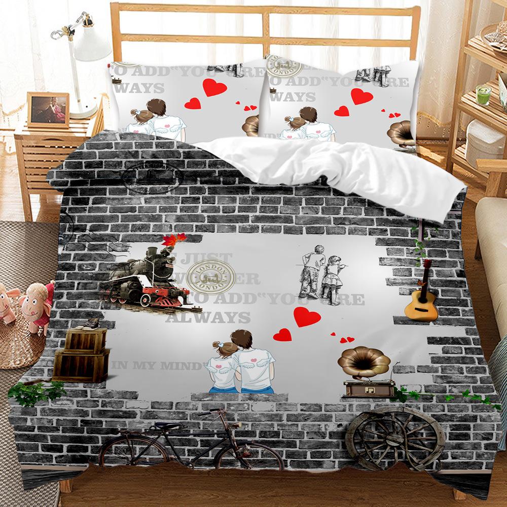 British men's American three-piece bedding set eBay3D digital printing quilt set cool