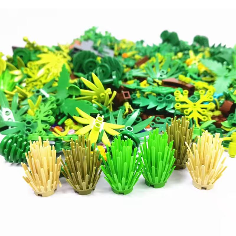 MOC Город Растение Строительные Блоки Аксессуары Цветок Листья Колючие Кусты Сосновый Зеленая Трава Клевер Апельсиновое Дерево Мини DIY Игрушки F026