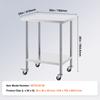 SucceBuy Stainless Steel Work Table with Wheels 3 Adjustable Height Levels Heavy Duty Food Prep Worktable for Commercial Kitchen