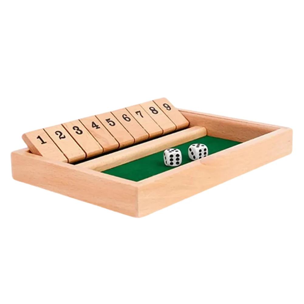 Shut The Box Настольная игра в кости Деревянные плашки и игра в кости 4 игрока Паб Бар Вечеринка Семейное развлечение для детей и взрослых