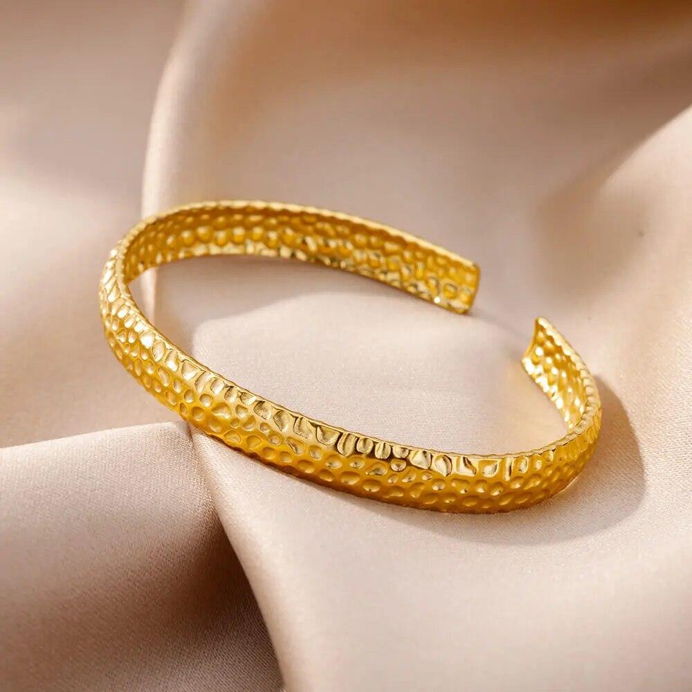 Трехслойные браслеты из нержавеющей стали с открытием для женщин и девочек, браслет золотого цвета, браслет-манжета, эстетические ювелирные изделия, подарки