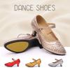 Women Faux Leather Ballroom Latin Dance Shoes Jazz Modern Dance Shoes Mid Heel Rubber Sole Dancing Shoes