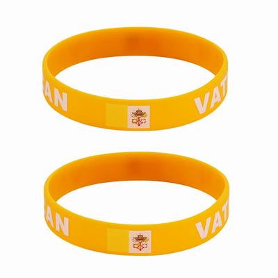 2 шт., силиконовые браслеты с флагом Ватикана, браслеты для спортивных игр, национальные флаги, ремешок на запястье для мужчин и женщин, мотивационная резинка, модные аксессуары, подарки