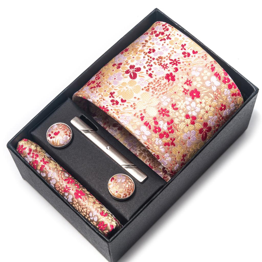 Галстук мужской деловой подарочный набор из шести предметов в полоску сетчатый цвет ручной работы 8 см с подарочной упаковкой