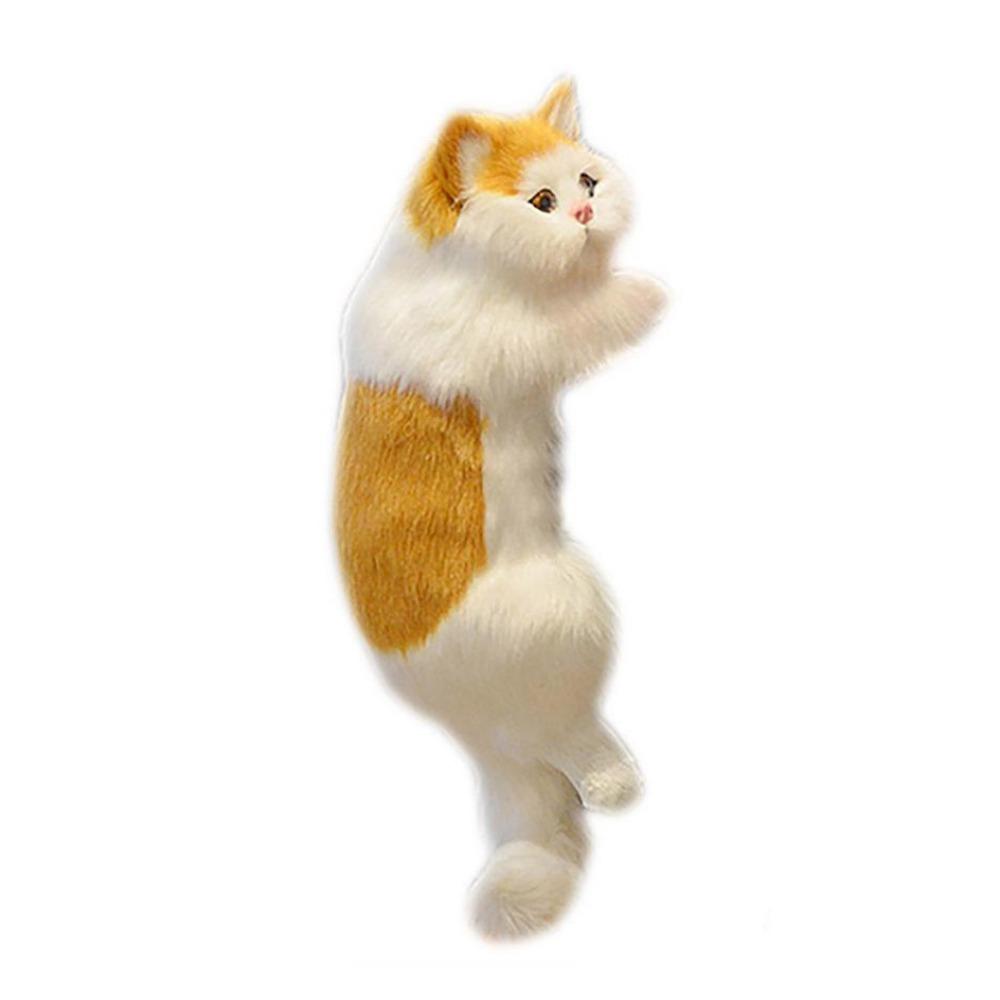 Decoration Realistic Cat Stuffed Doll Furry Hanging Lifelike Cat Plush Toy Crafts