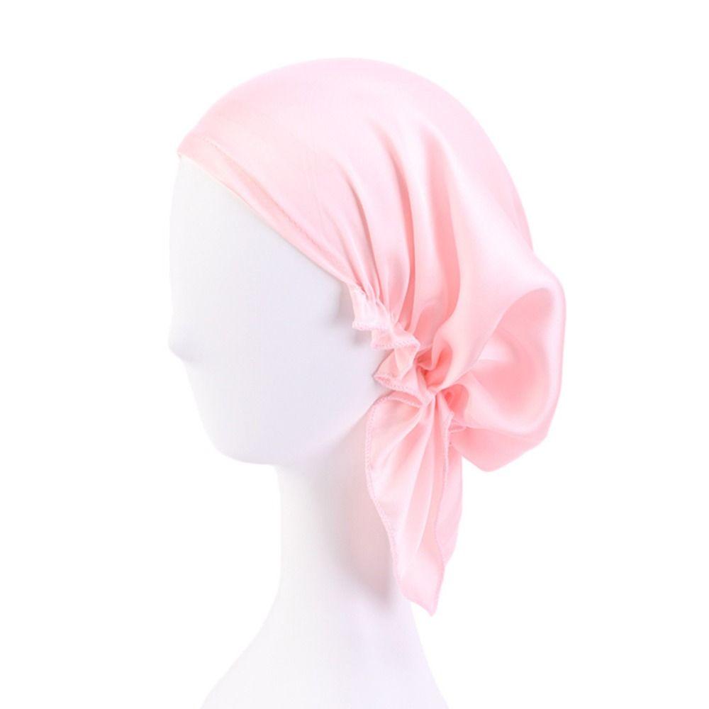 Women Bowknot Sleep Hat Breathable Silk Chemo Caps New Satin Night Cap