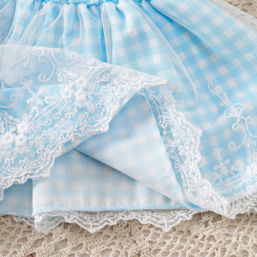 Летний сладкий набор в клетку с вышивкой кролика: Топ на бретельках и широкие брюки для девочек