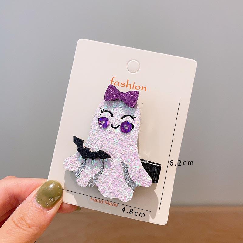 Хэллоуин Детские аксессуары для волос, Тыква Привидение, Забавные заколки для волос ручной работы, Черный бант с летучей мышью, Заколки для волос для вечеринки для девочек