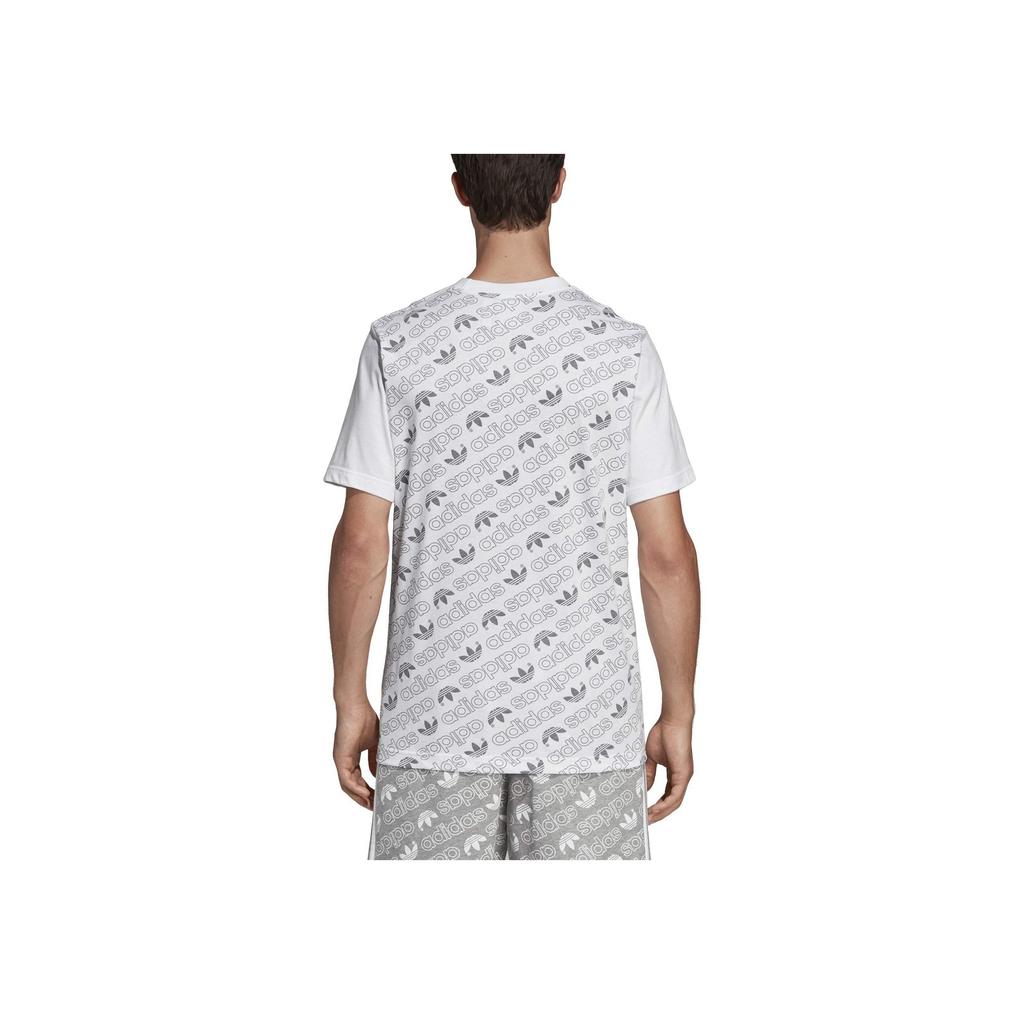 Adidas Футболка Originals Monogram Tee с логотипом, круглым вырезом и коротким рукавом, мужские топы, белая DV2034