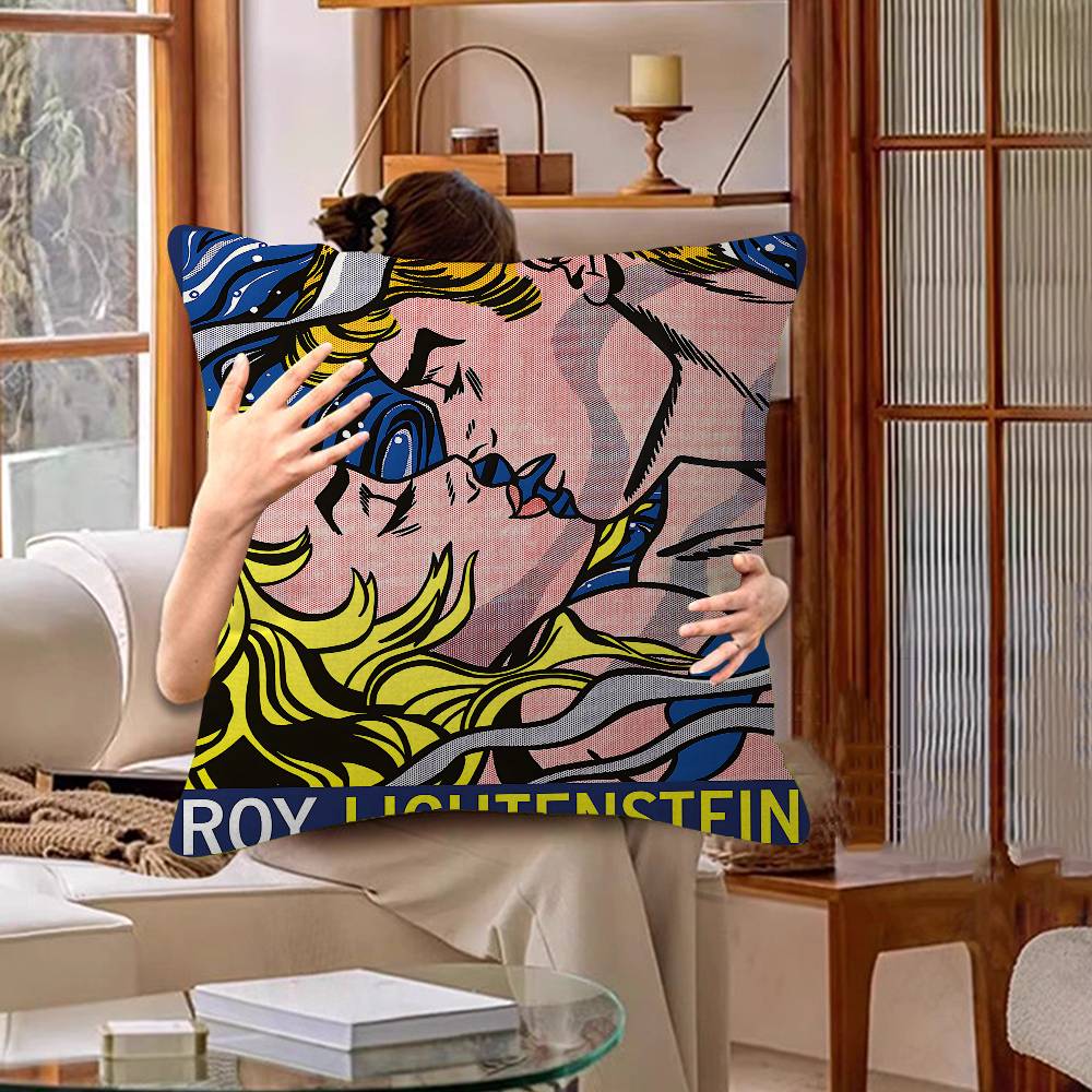 Roy Lichtenstein Pop Art Pillow Covers Cartoon Sofa Decorative Home Doublesided Printing Short Plush Cute Cushion Cover