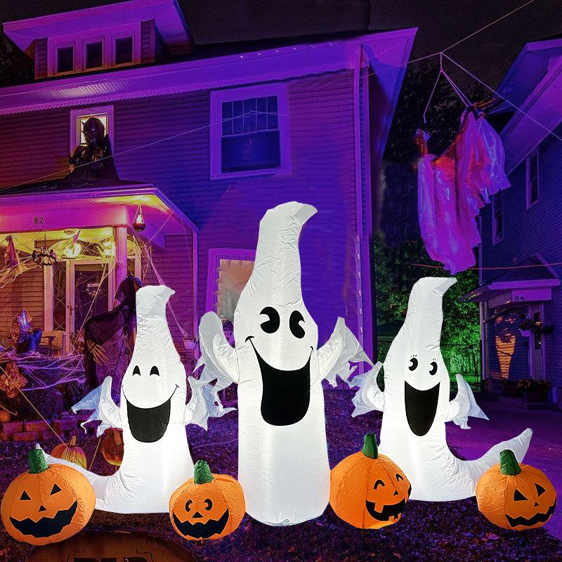 3M Halloween Inflatable Ghost with Pumpkin Outdoor LED Light Decor for Lawn Party