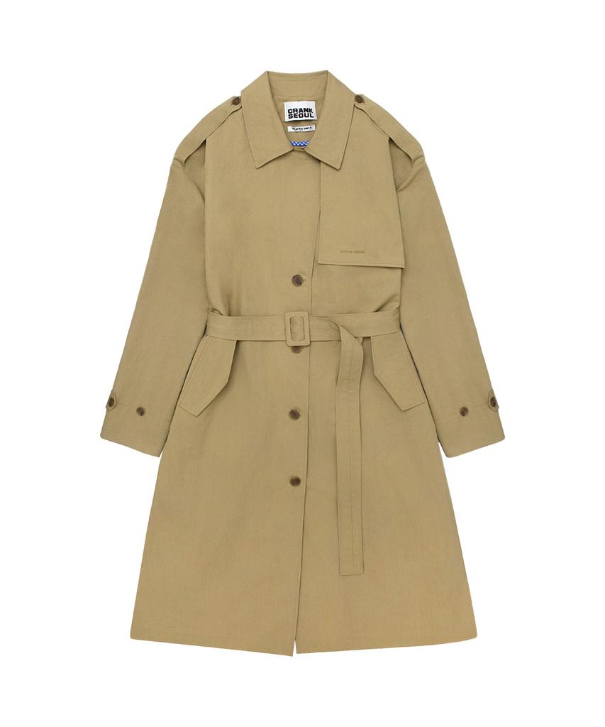 CRANK Belted Long Trench Coat_Beige