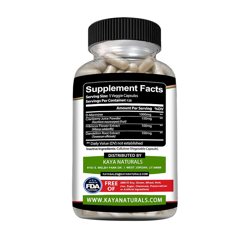 Urinary Tract Balance Capsules, D-Mannose, Cranberry, Dandelion, 1350mg, 120 Caps