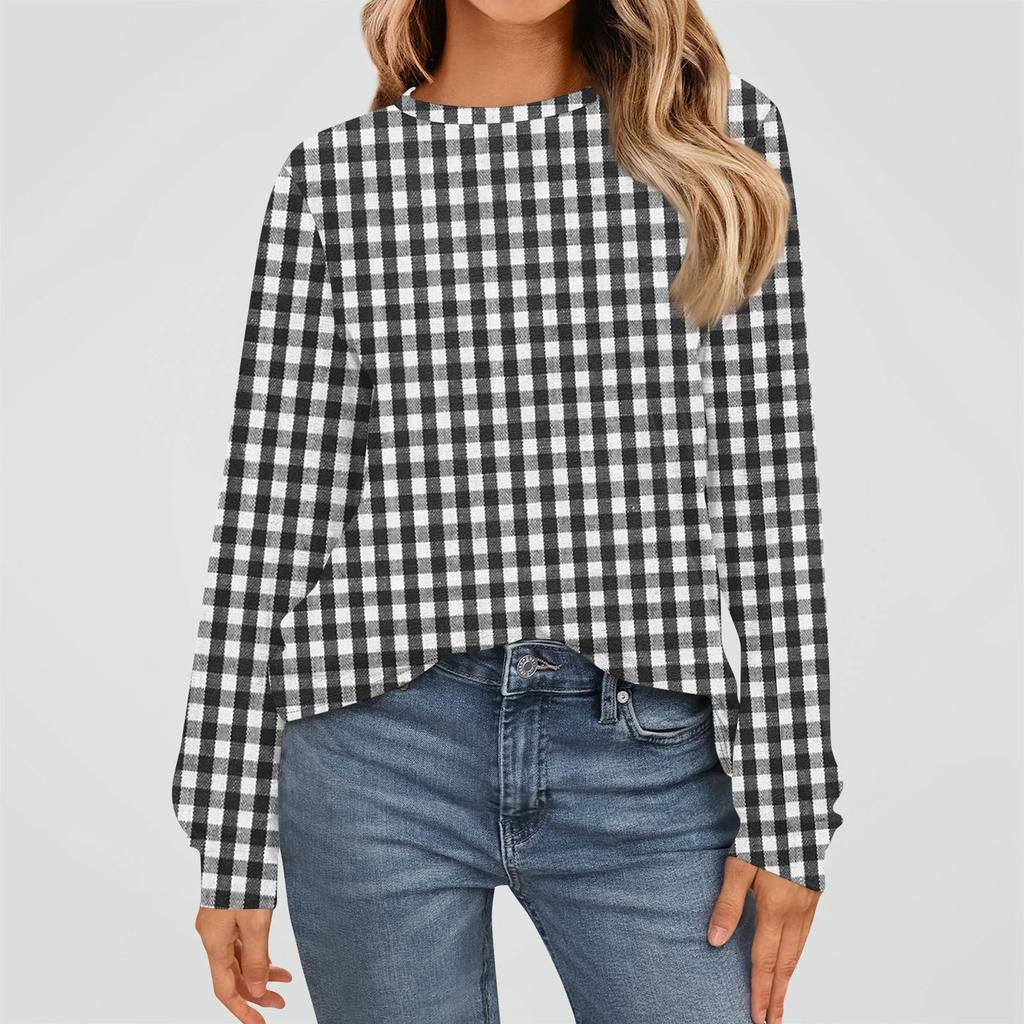 Women's Fashion Long Sleeve Shirts Loose Fitted Crewneck Basic Tops Casual Outfits