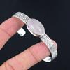 Birthday Gift For Her Natural Rose Quartz Gemstone Bangle Adjustable 925 Silver