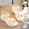 Girls Summer Sandals 2025 New Popular Summer Children Girls Middle and Older Children Soft Sole Foreign Style Pearl Princess Shoes